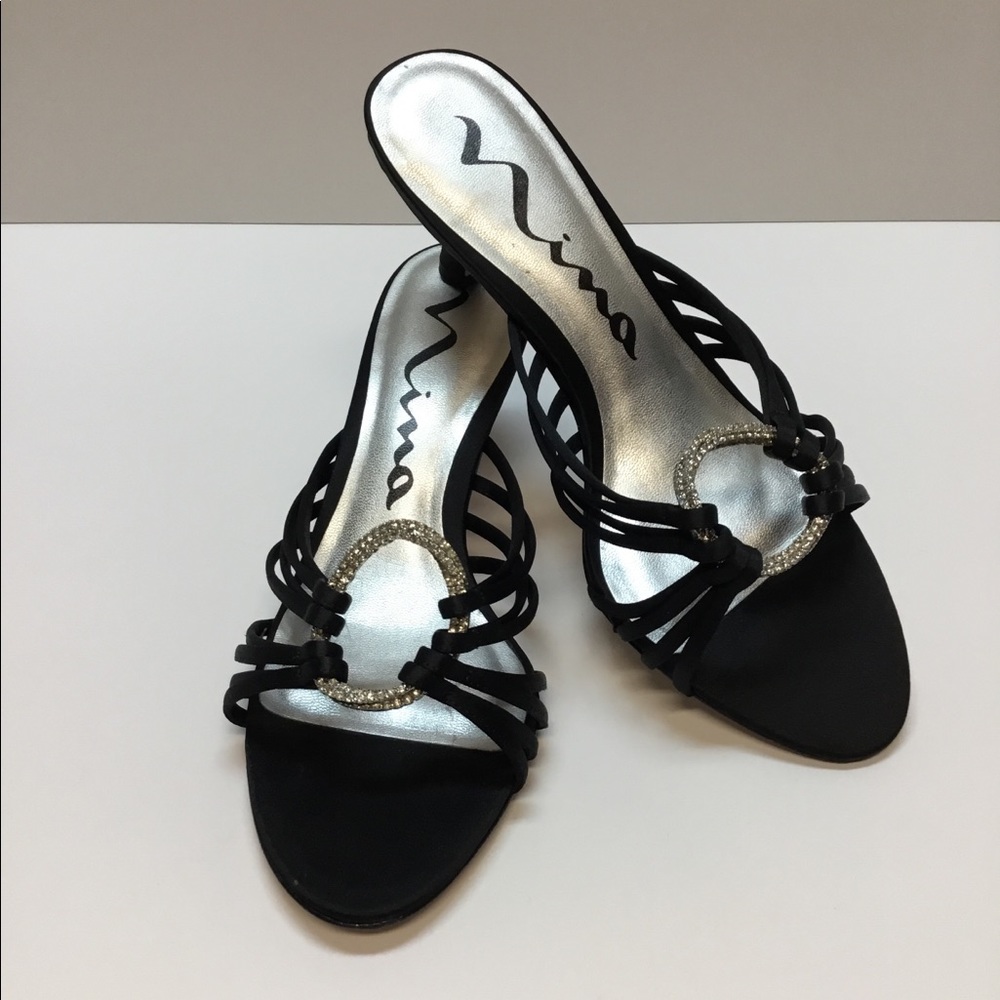 Trending Black with Rhinestones Heels.  Nina - Picture 2 of 8